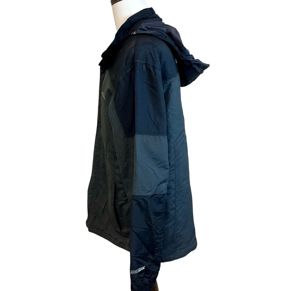 EDDIE BAUER Black Weather Edge Waterproof Breathable Jacket Hooded Size L Hiking